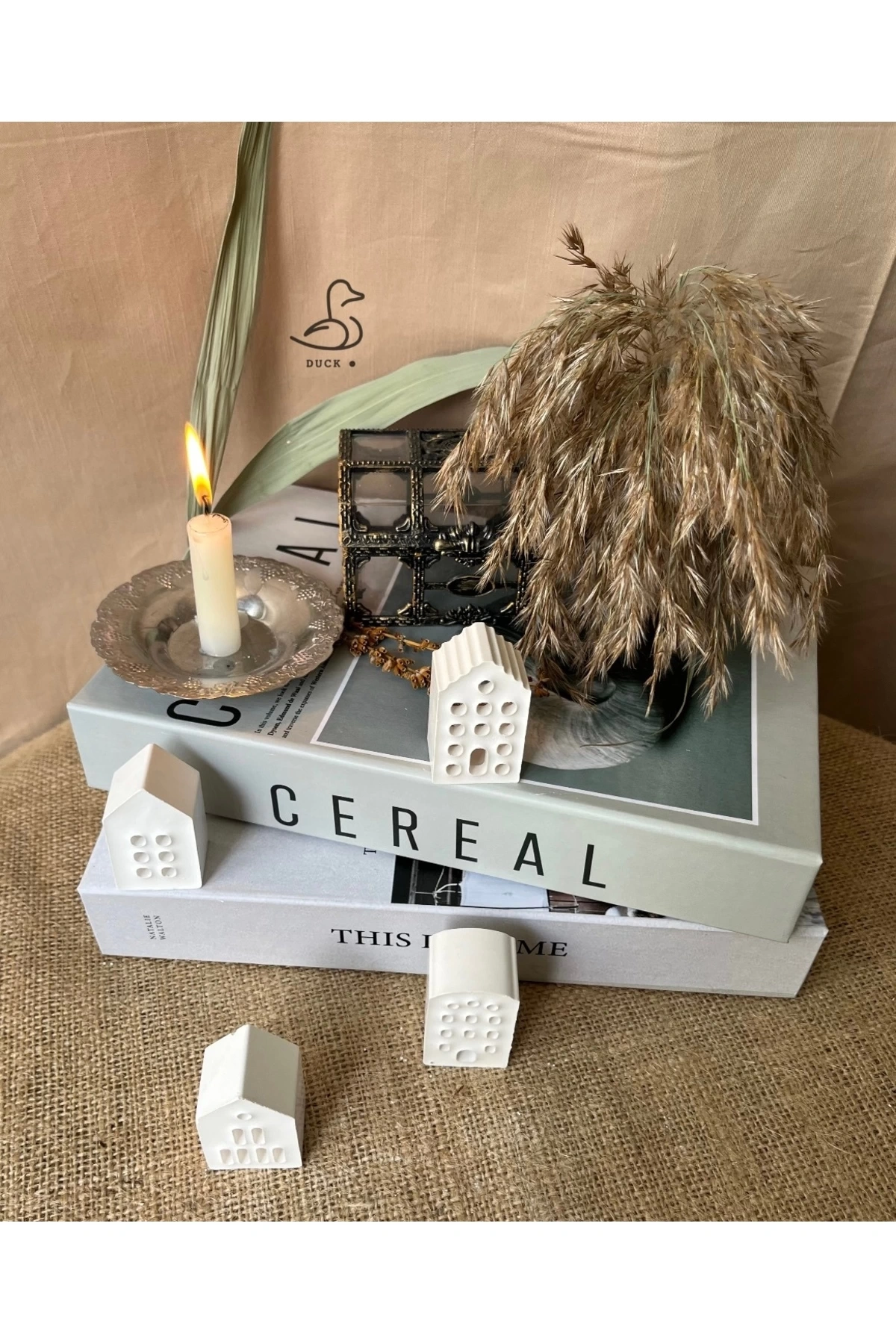 Minimal 4’lü küçük ev dekoratif obje/biblo (5-5 cm)