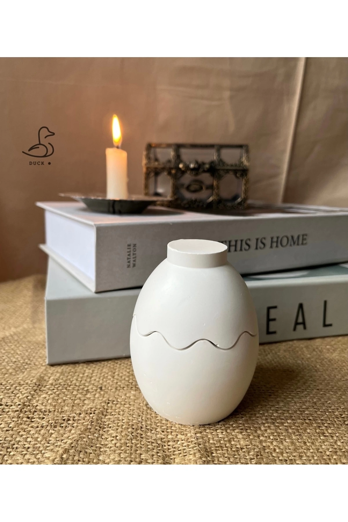 Kırık yumurta görünümlü dekoratif kutu (7-6) taş tozu