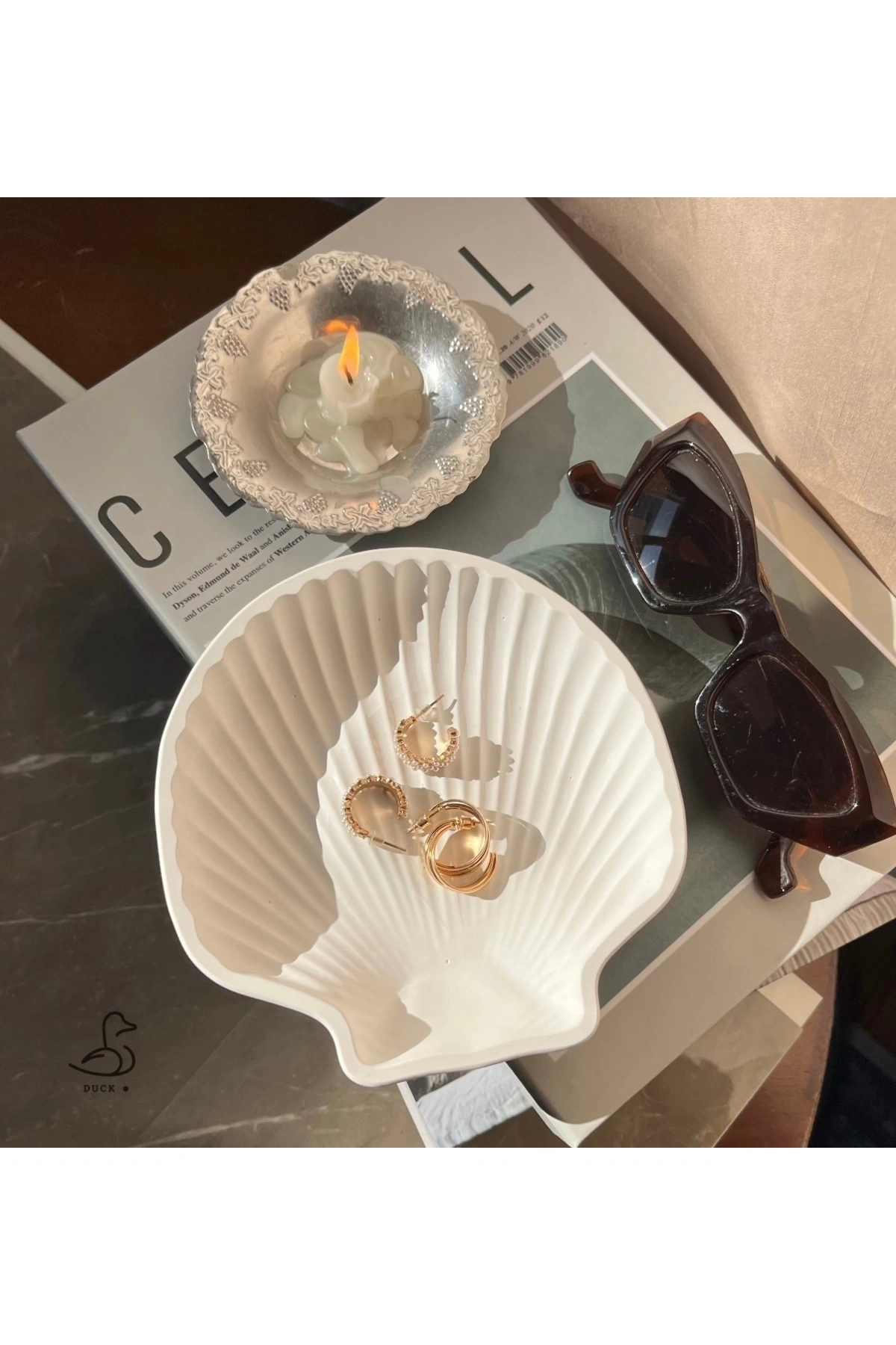 Büyük deniz kabuk şeklinde dekoratif tabak (15-15 cm)