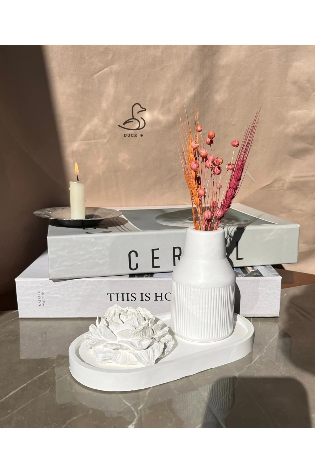 Dekoratif şakayık çiçekli vazo set