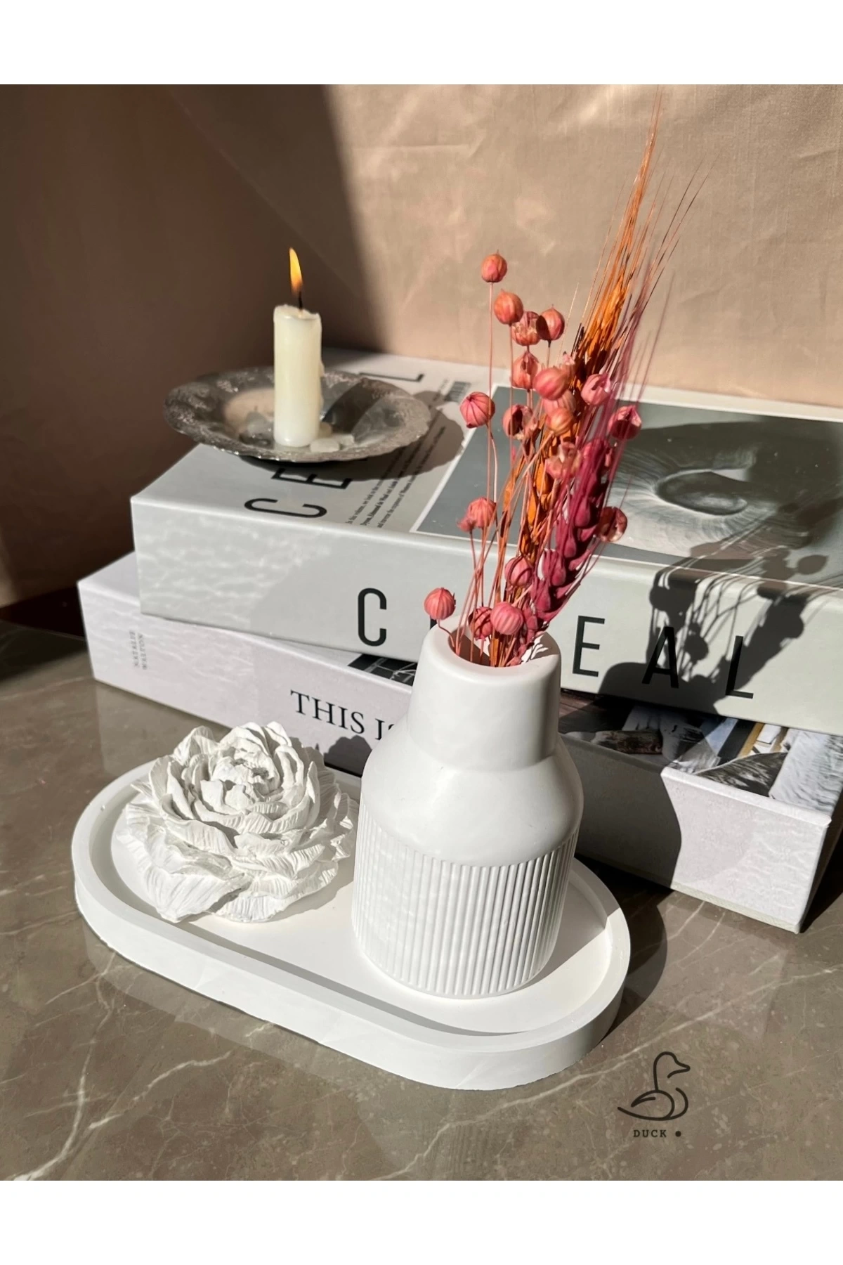 Dekoratif şakayık çiçekli vazo set