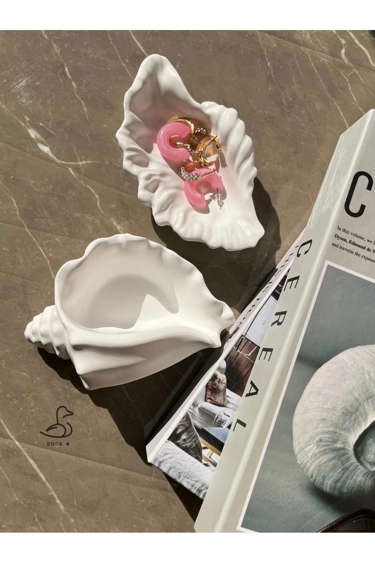 Deniz kabuğu şeklinde 2’li dekorarif obje (15-10 cm)