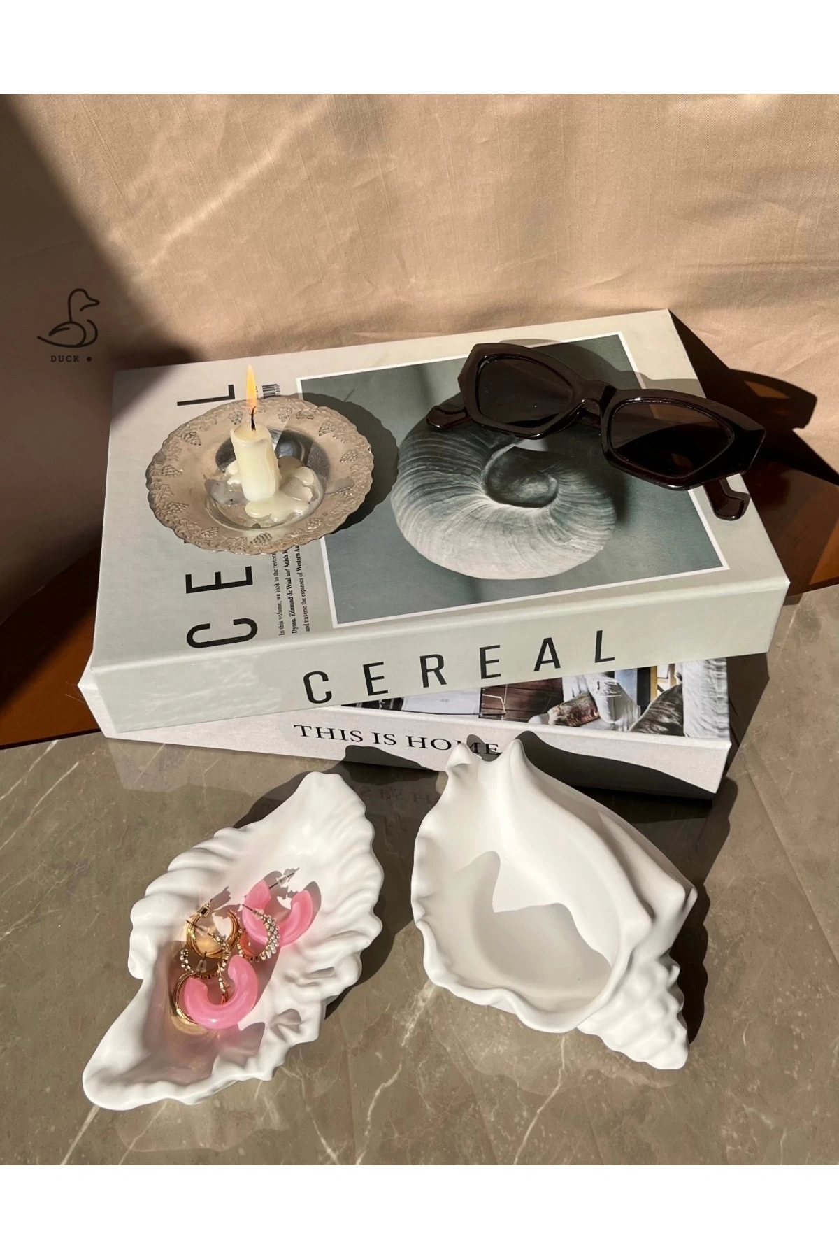 Deniz kabuğu şeklinde 2’li dekorarif obje (15-10 cm)