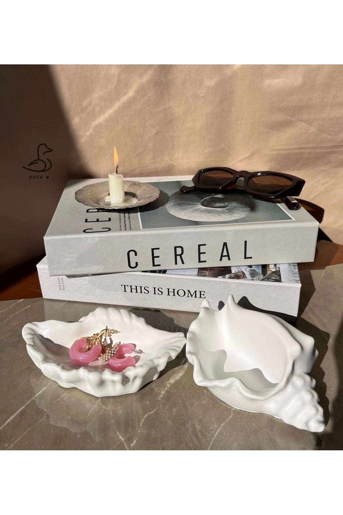 Deniz kabuğu şeklinde 2’li dekorarif obje (15-10 cm)