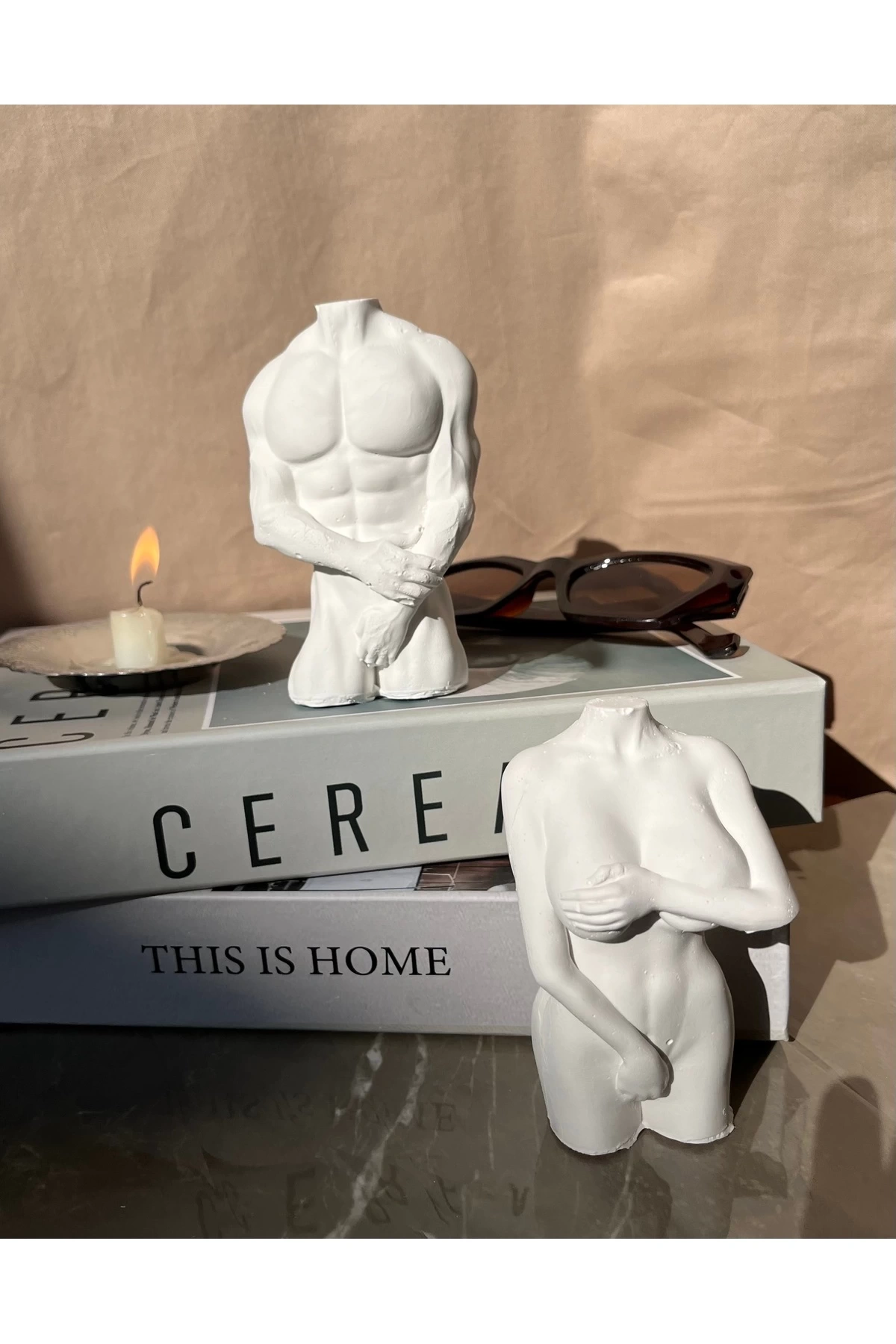 İnsan figüründe kadın erkek dekoratif obje/biblo (10 cm)