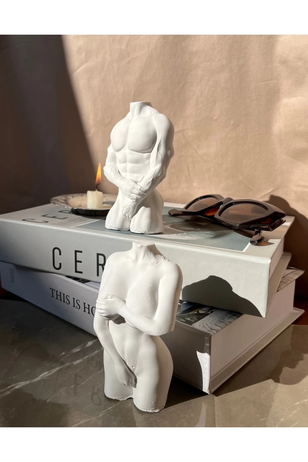 İnsan figüründe kadın erkek dekoratif obje/biblo (10 cm)