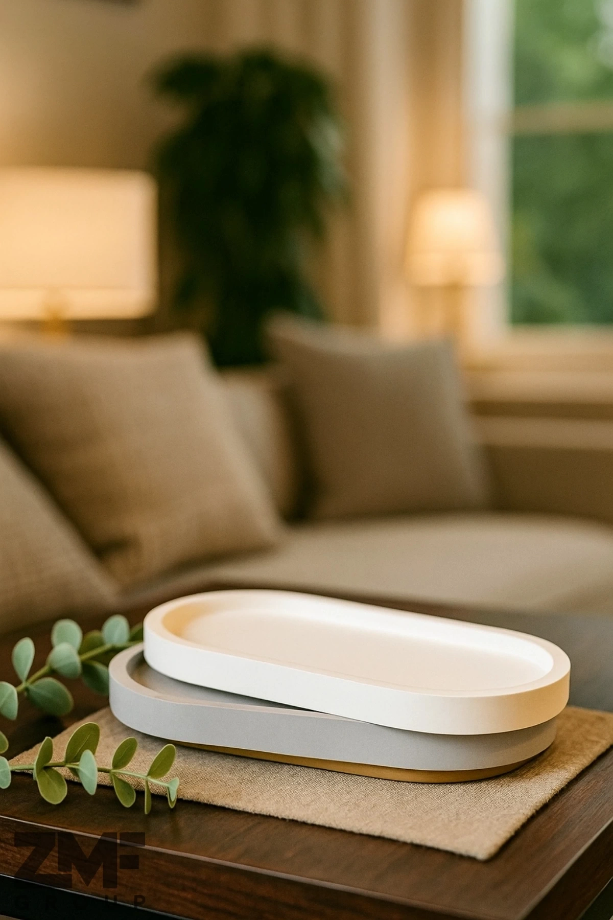 Takı Tabağı Dekoratif Bohem Takılık Organizer Düzenleyici Beton Tepsi Beyaz