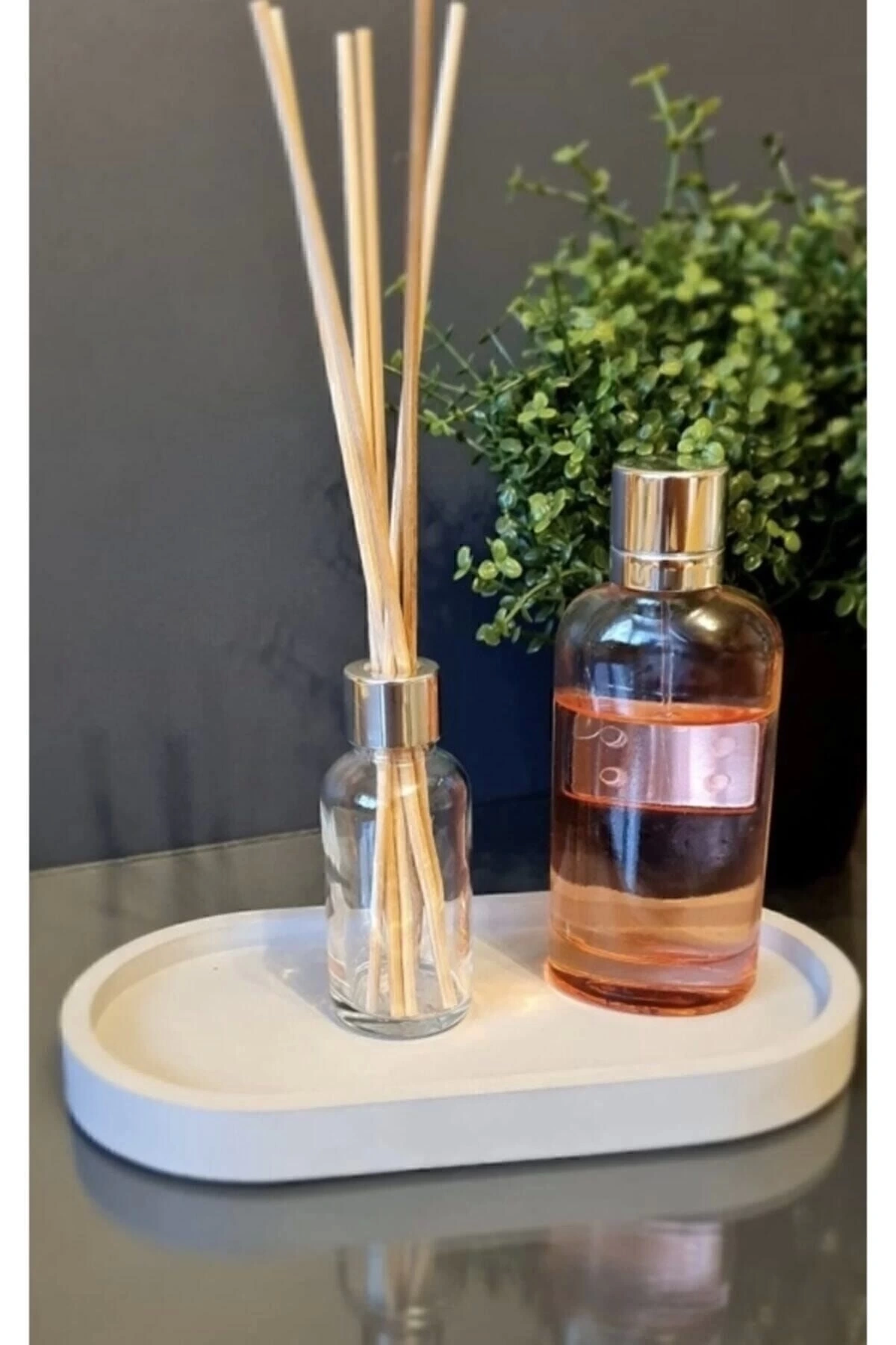 Takı Tabağı Dekoratif Bohem Takılık Organizer Düzenleyici Beton Tepsi Beyaz