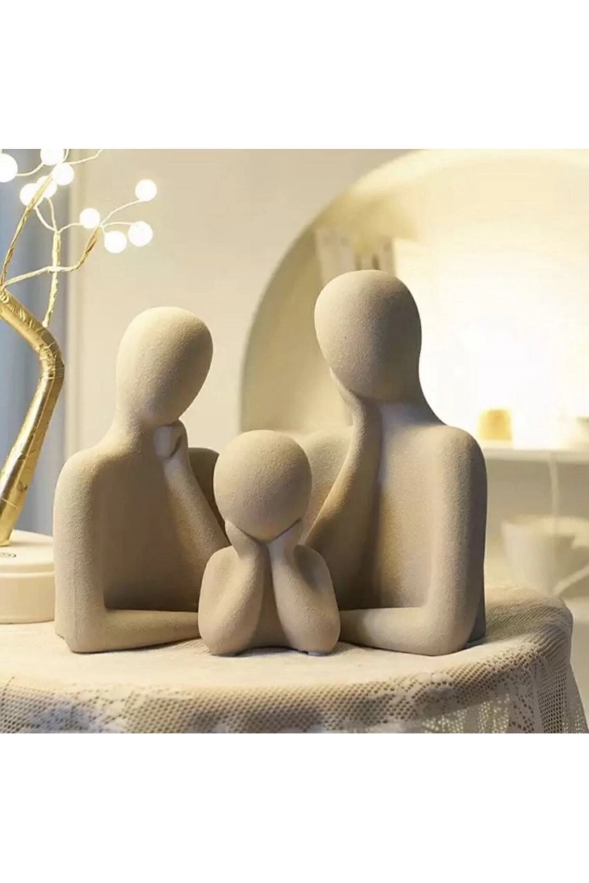 Dekoratif Üçlü Aile Dekoratif Obje Biblo