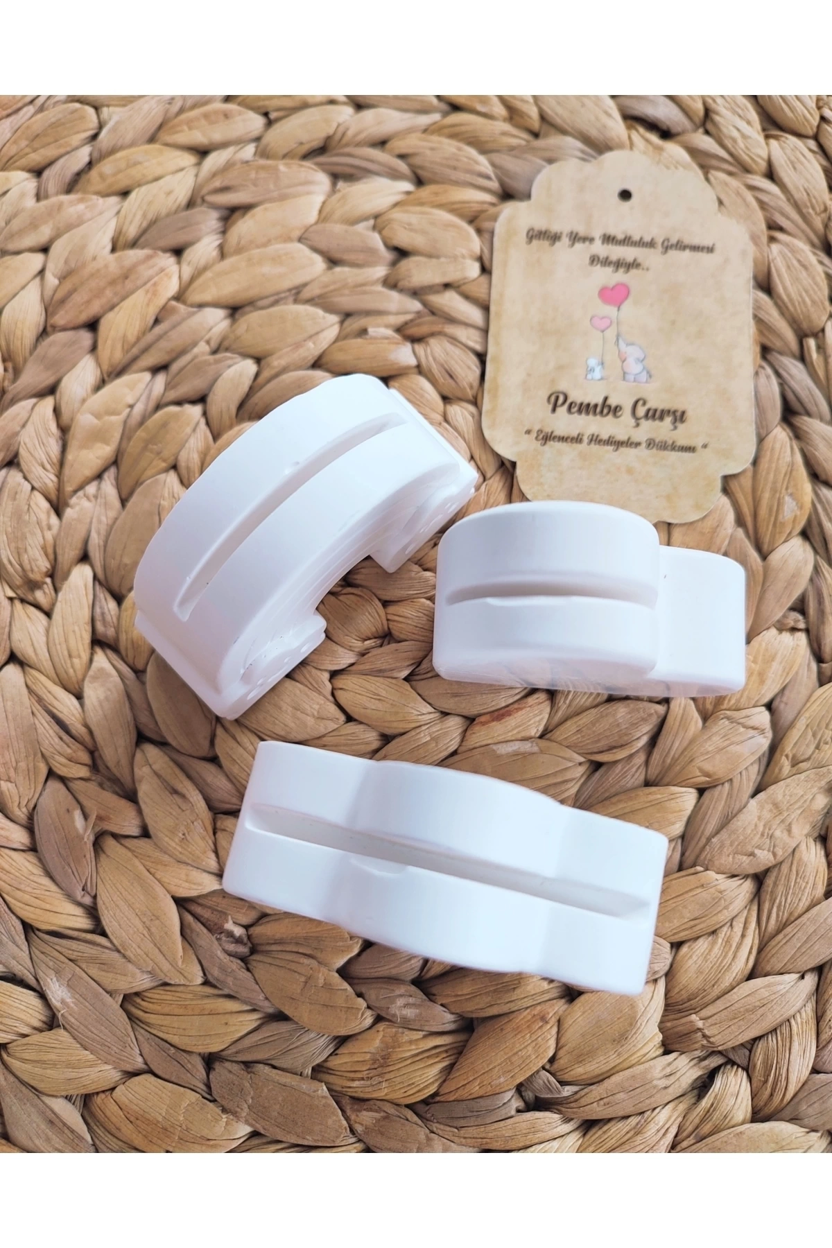 Beyaz Kalp , Çiçek ,Gökkuşağı Not , Kağıt , Fotoğraf Tutucu (Beton)