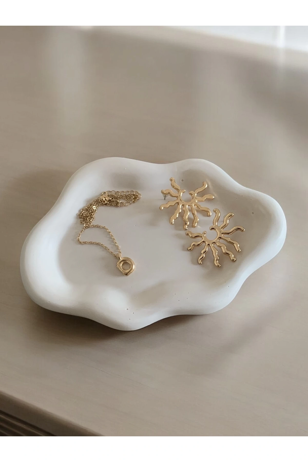 Dekoratif Tabak Dalga Bulut Desen, Asimetrik || Takı Organizer, Sunumluk