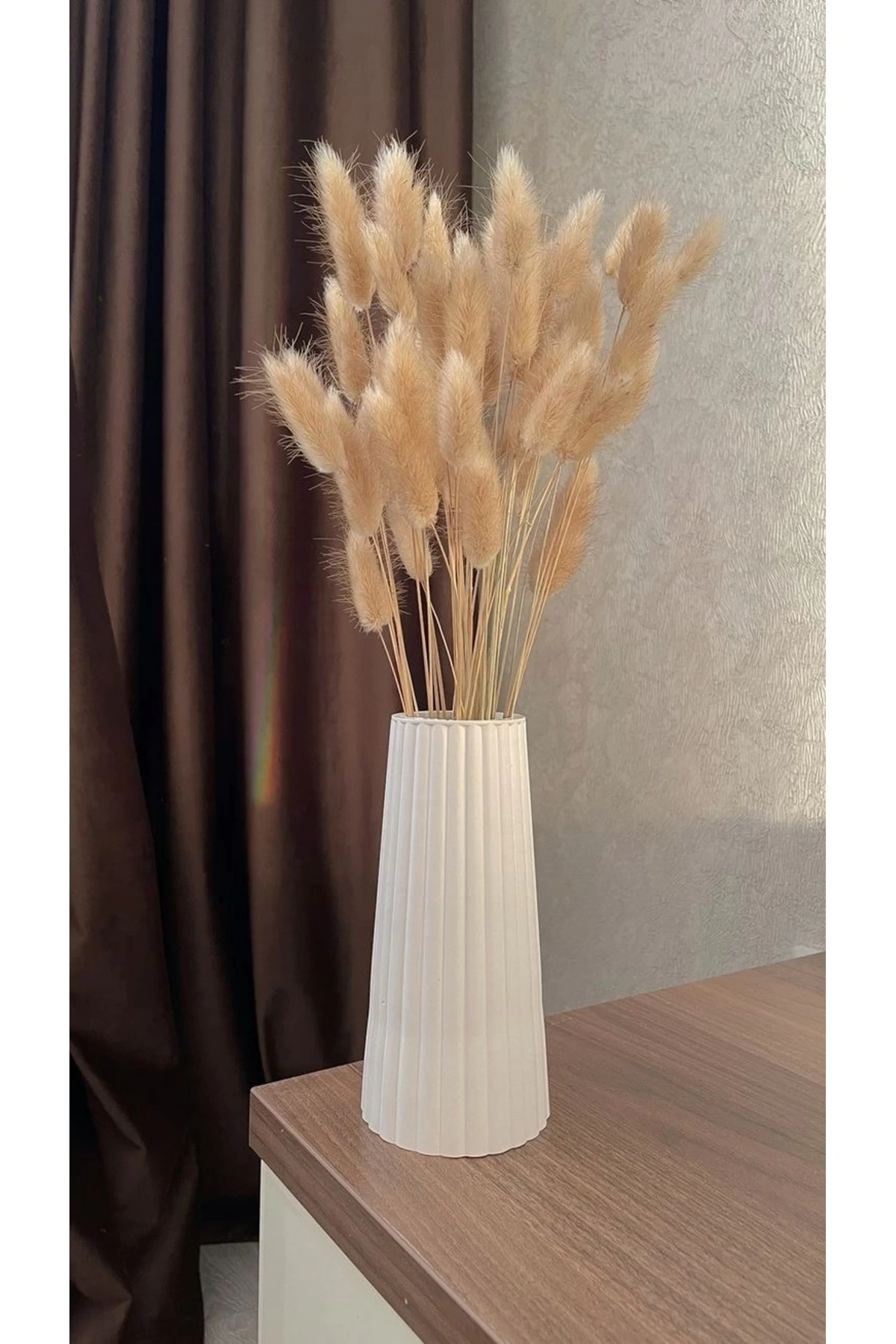 Beyaz Çizgili Büyük Boy Vazo – İskandinav Stil