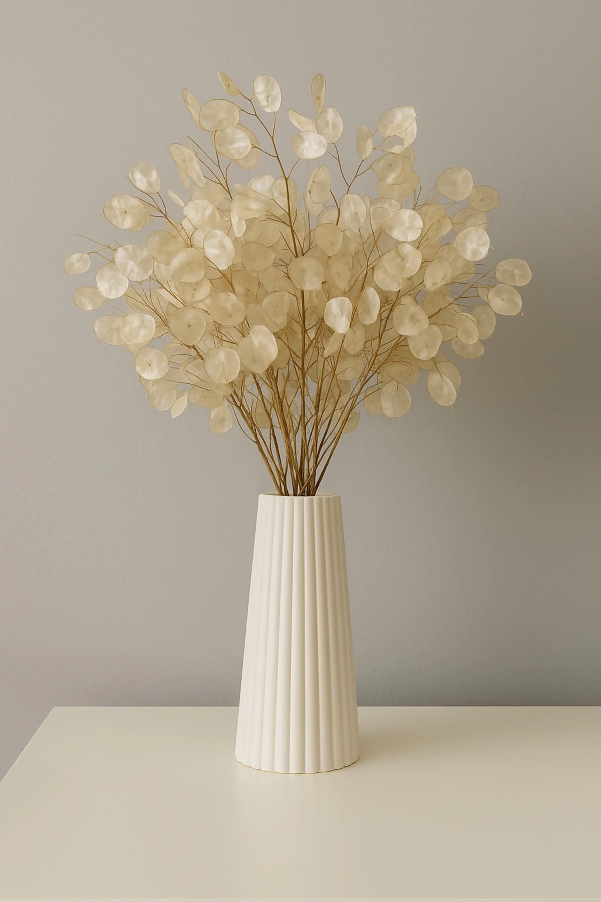 Beyaz Çizgili Büyük Boy Vazo – İskandinav Stil