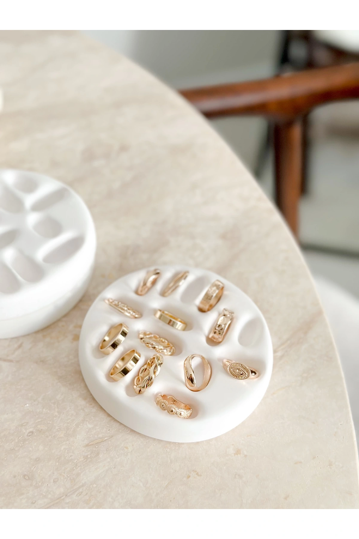 Takı Sergi Dekoratif Tabak | Küpe Yüzük Organizeri simli