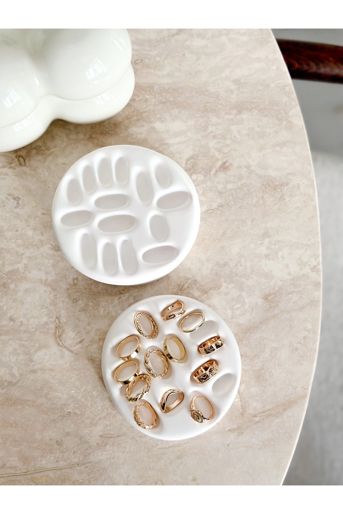 Takı Sergi Dekoratif Tabak | Küpe Yüzük Organizeri simli