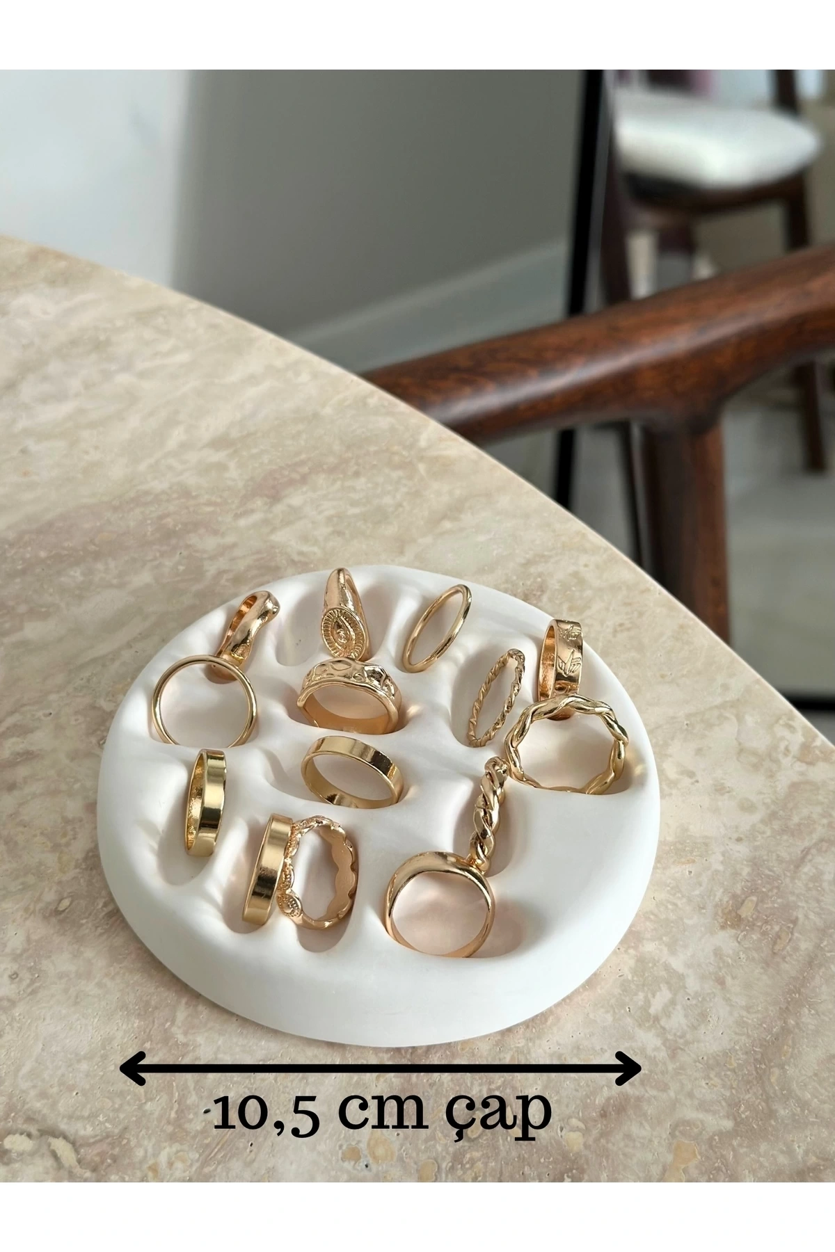 Takı Sergi Dekoratif Tabak | Küpe Yüzük Organizeri simli