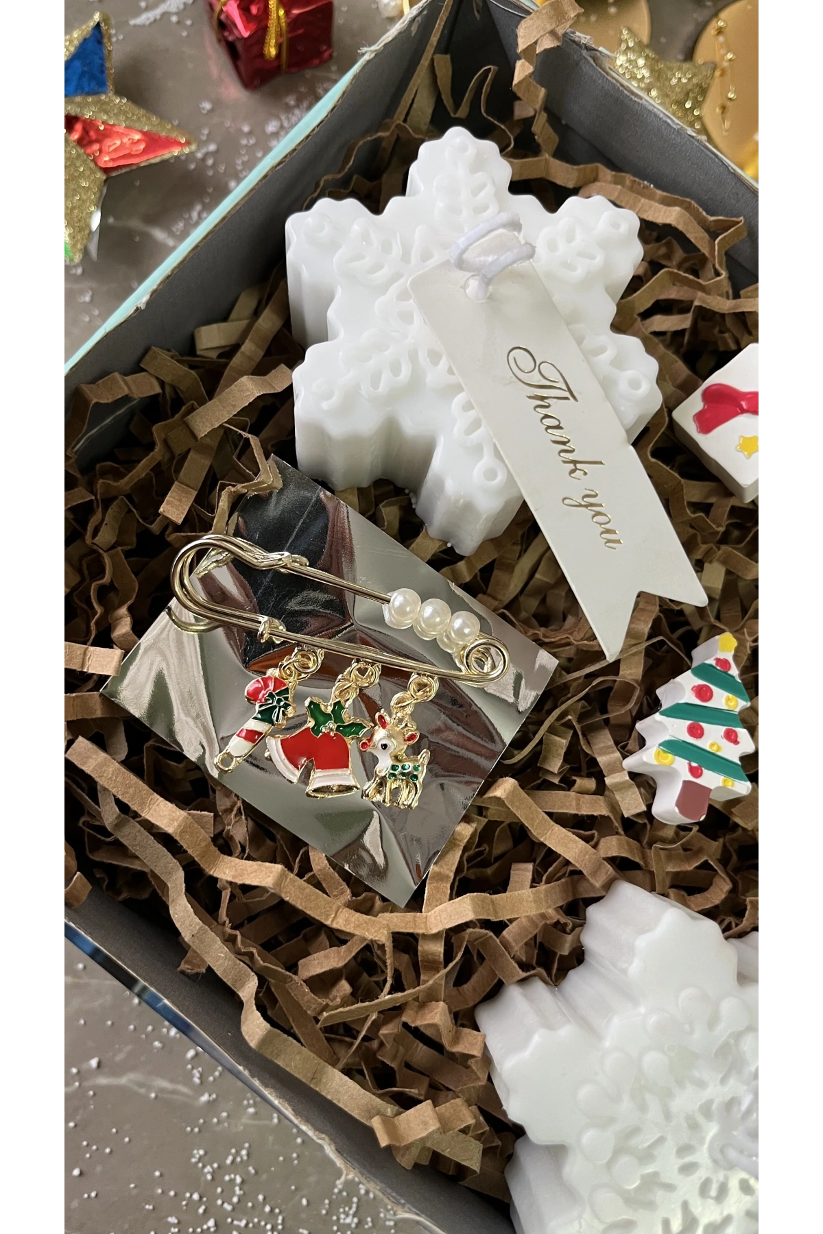 Yılbaşı Mum + Magnet + Broş Premium Hediye Seti | Casa di Duck