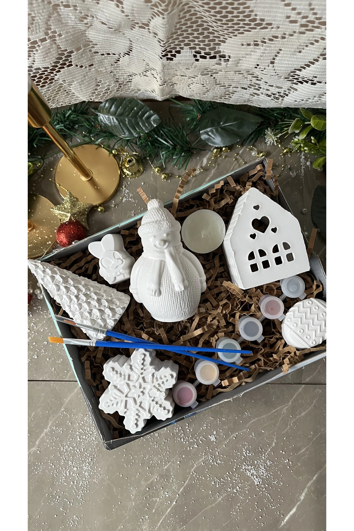 Yılbaşı Özel Premium Boyama Kutusu Taş Tozu 6’lı Set | Casa di Duck