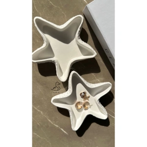 Deniz yıldızı görünümlü 2’li dekoratif takı tabak/mumluk