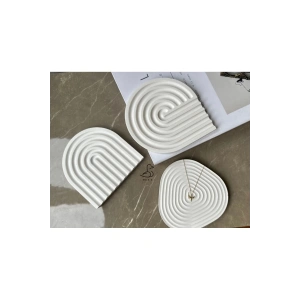 Çizgisel 3’lü bardak altlık dekoratif tabak