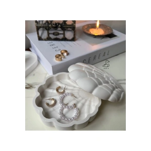 İstiridye görünümlü kapaklı dekoratif tabak