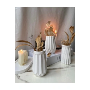 Geometrik Desenli 3’lü Vazo Set (12 CM)