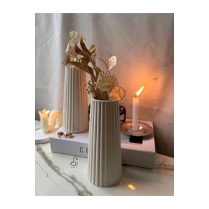 Çizgisel konik 2’li vazo set