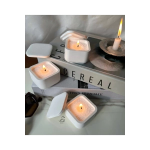 Küp görünümlü 3’lü İnci tozlu mumluk