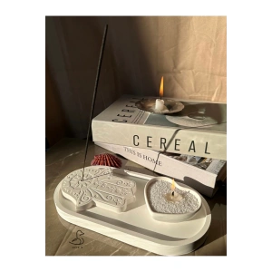 Fatıma’nın eli tütsülük kalp görünümlü inci toz mum set