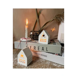 Çukur Kalp Şeklinde 2’li Ev Işık Mum Kavanoz (10-8 CM)