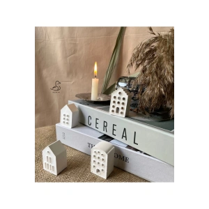 Minimal 4’lü küçük ev dekoratif obje/biblo (5-5 cm)