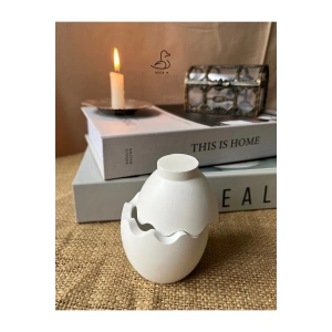 Kırık yumurta görünümlü dekoratif kutu (7-6) taş tozu