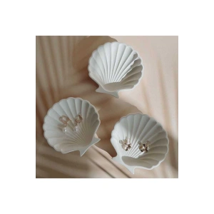 3lü Dekoratif Beton Istiridye Takı ve Dekor Tabağı