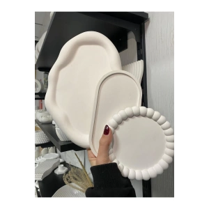 Üçlü Takı Tabağı Dekoratif Alçı Süs Eşyası 15 x 15  TBK-1013