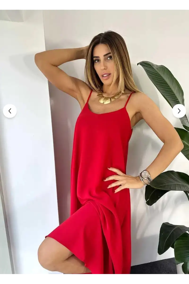 Kırmızı Aerobin Uzun Elbise
