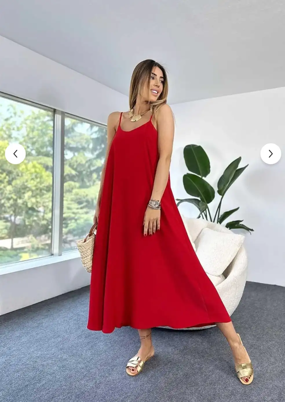 Kırmızı Aerobin Uzun Elbise