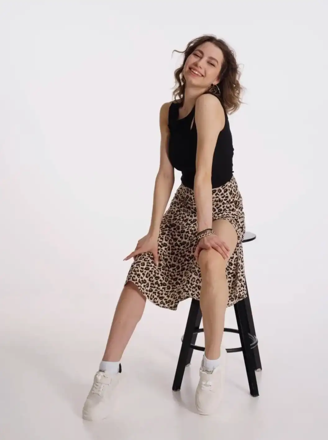 Leopar Yırtmaçlı Etek