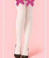Fuşya Fiyonklu Beyaz Jartiyer Çorabı TM1379