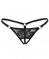 Siyah Dantelli Özel Bölgesi Açık G-String TM1167