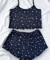 Yıldız Desenli Lacivert Şortlu Pijama Takımı