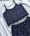 Yıldız Desenli Lacivert Şortlu Pijama Takımı
