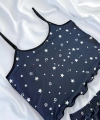 Yıldız Desenli Lacivert Şortlu Pijama Takımı