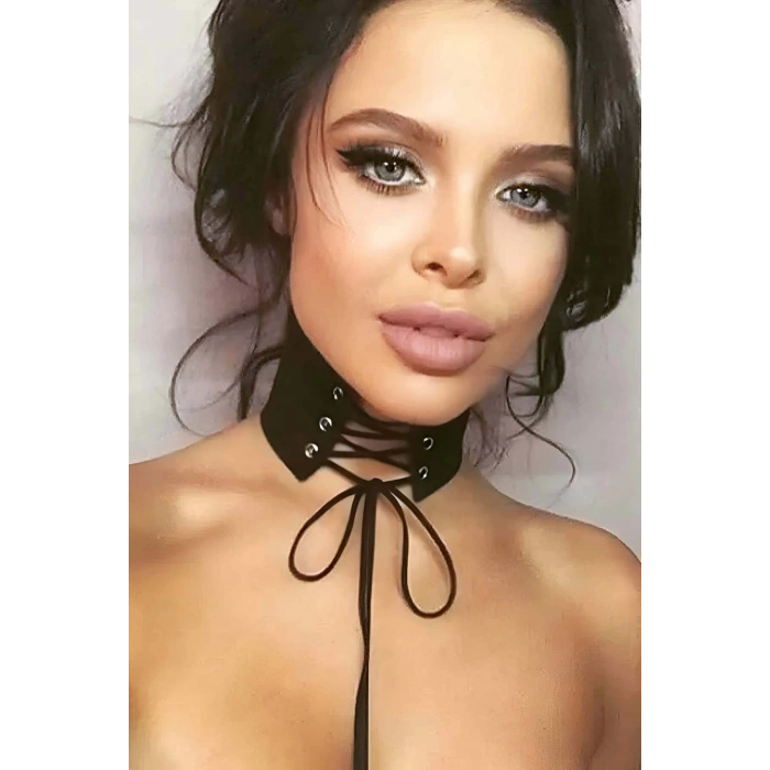 Bağlamalı Seksi Deri Choker - APFT405