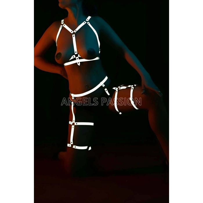 Bayan İç Giyim Beyaz Reflektörlü Jartiyer Takım - APFT384