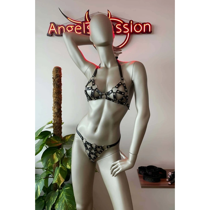 Bayan İç Giyim Deri Sütyen Takım - APFT422