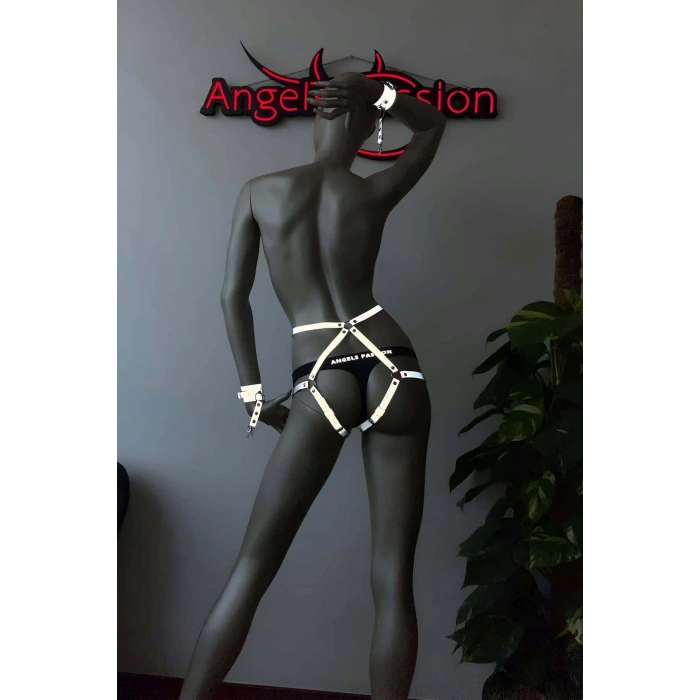 Beyaz Reflektörlü Popo Üzeri Kelepçeli Harness - APFT270