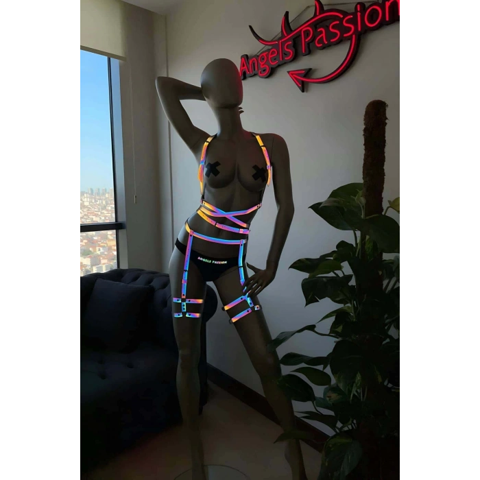 Club Işığıyla Parlayan Özel Reflektörlü Harness - APFT274