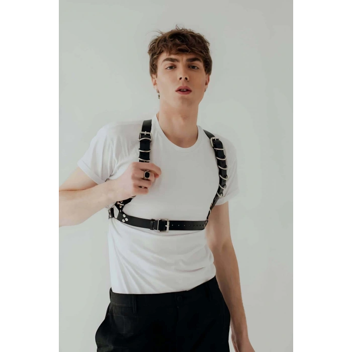 D Halka Detaylı Şık Erkek Harness - APFTM92