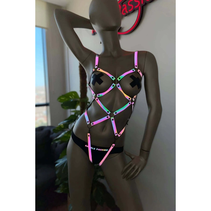 Dansçı Kıyafetleri - Karanlıkta Parlayan Reflektörlü Body Harness