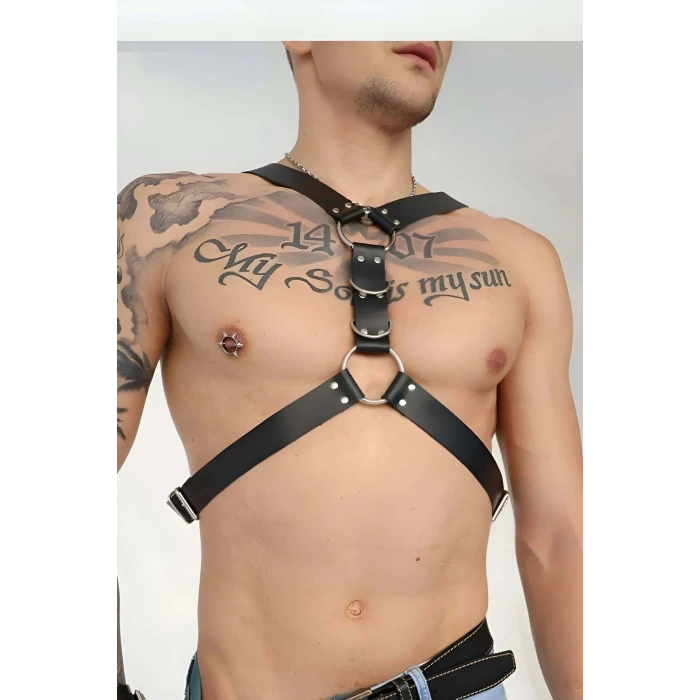 Deri Erkek Göğüs Kemer, Erkek Fantazi Aksesuar, Erkek Deri Aksesuar - APFTM148